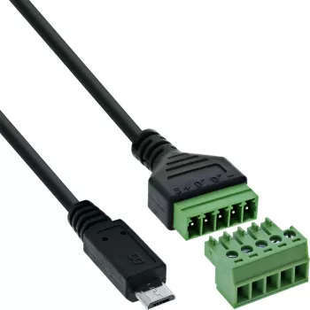 InLine 92504C złącze przewodowe Micro USB / Blok zaciskowy, 5-stykowe Czarny, Zielony