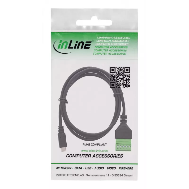 InLine 92504C złącze przewodowe Micro USB / Blok zaciskowy, 5-stykowe Czarny, Zielony