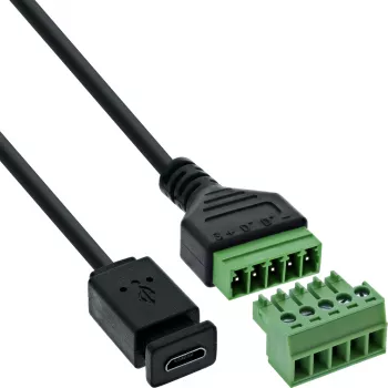 InLine 92504D złącze przewodowe Micro USB / Blok zaciskowy, 5-stykowe Czarny, Zielony