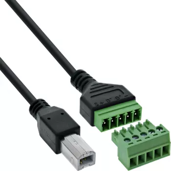 Łącznik przewodowy InLine 92504I USB-B / Blok zaciskowy, 5-stykowy Czarny, Zielony