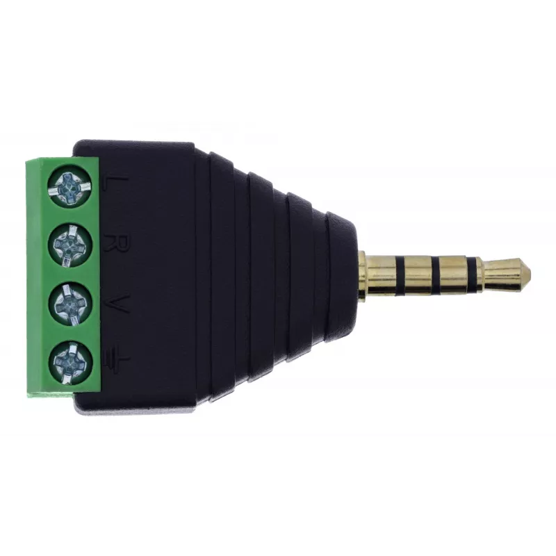 InLine 92504J adapter przewodowy 3,5 mm wtyk jack TRRS 4-pin / listwa zaciskowa 4 zaciski Czarny, Zielony