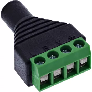 InLine 92504K złącze przewodowe 3,5 mm jack 4-pin TRRS / Blok zaciskowy 4 zaciski Czarny, Zielony