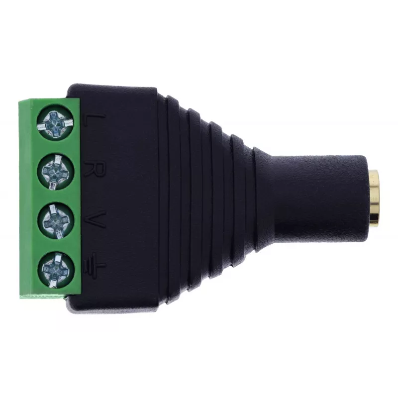 InLine 92504K złącze przewodowe 3,5 mm jack 4-pin TRRS / Blok zaciskowy 4 zaciski Czarny, Zielony