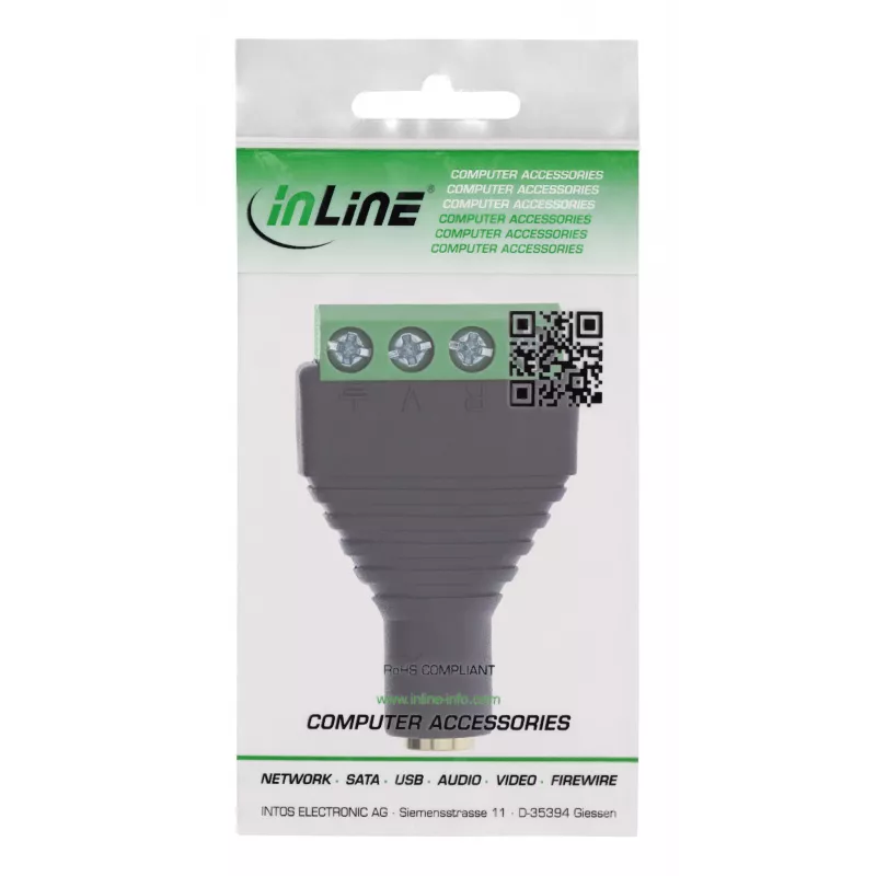 InLine 92504K złącze przewodowe 3,5 mm jack 4-pin TRRS / Blok zaciskowy 4 zaciski Czarny, Zielony