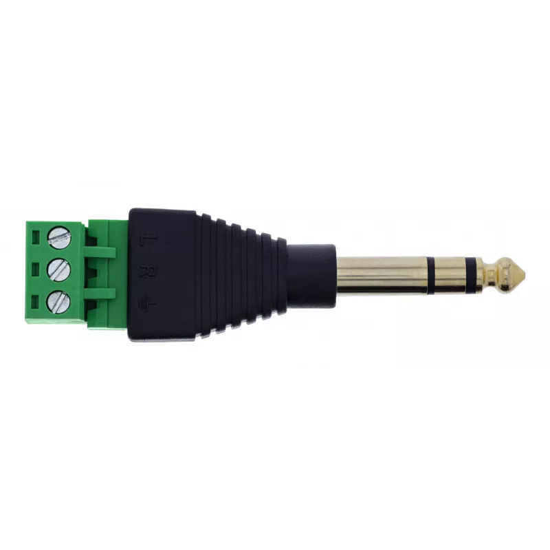 InLine 92504L złącze przewodowe 6,35 mm jack 3-stykowy TRS / Listwa zaciskowa 3 zaciski Czarny, Zielony