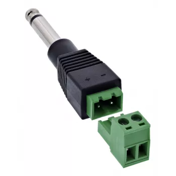 InLine 92504M złącze przewodowe jack 6,35 mm 2-stykowy TS / listwa zaciskowa 2 zaciski Czarny, Zielony