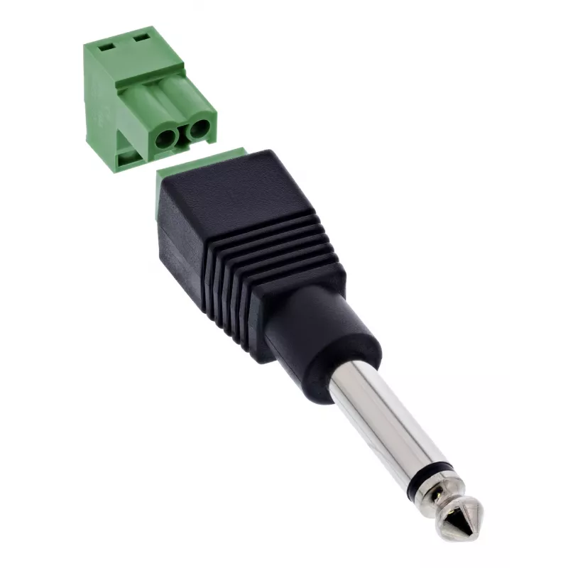 InLine 92504M złącze przewodowe jack 6,35 mm 2-stykowy TS / listwa zaciskowa 2 zaciski Czarny, Zielony