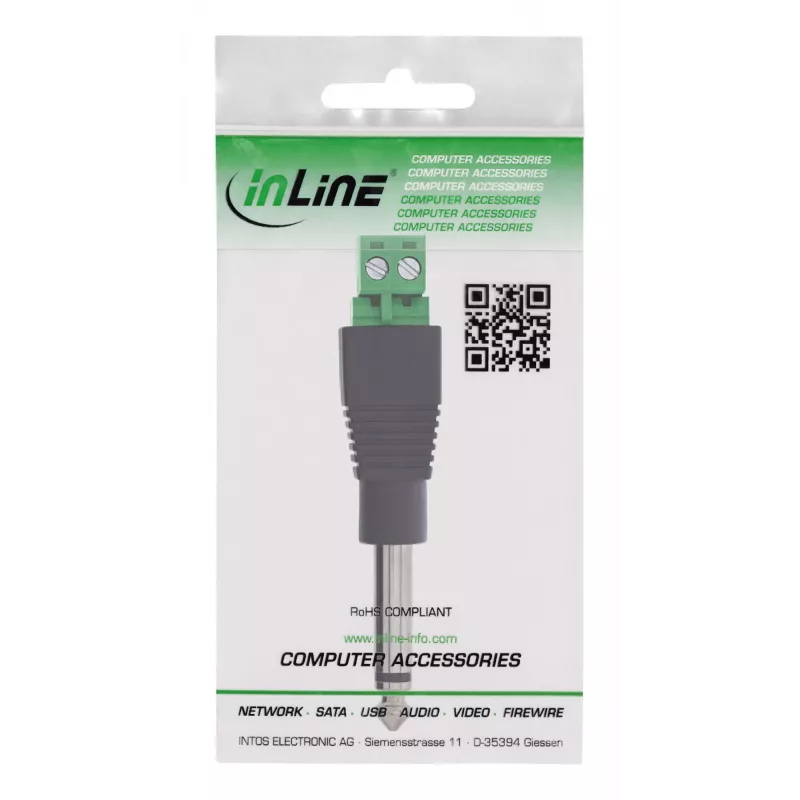 InLine 92504M złącze przewodowe jack 6,35 mm 2-stykowy TS / listwa zaciskowa 2 zaciski Czarny, Zielony