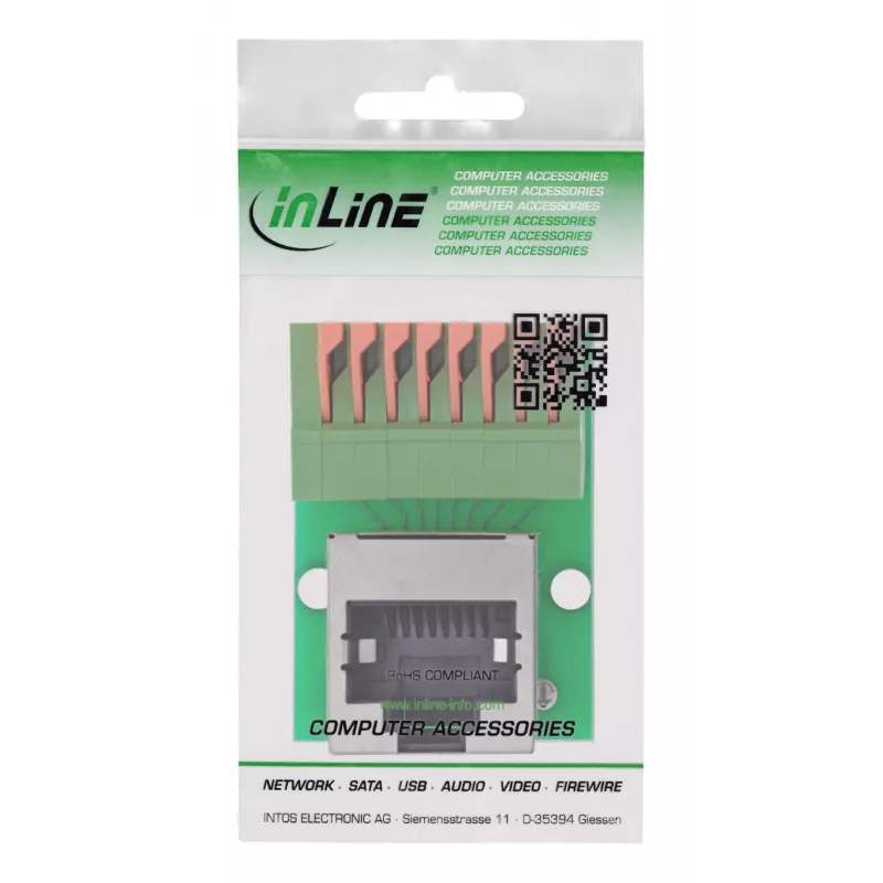 InLine 92505G złącze przewodów RJ45 Cat.5e 8P8C / Listwa zaciskowa, 8-pinowa Zielona