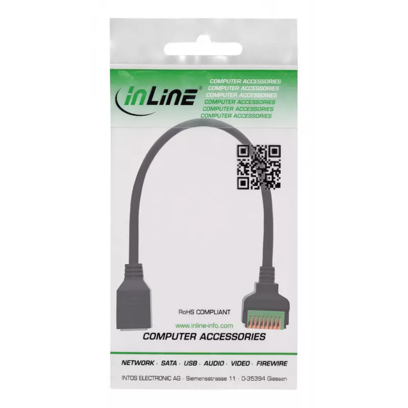 InLine 92505H złącze przewodowe RJ45 Cat.5e 8P8C / Listwa zaciskowa, 8-pin Czarny