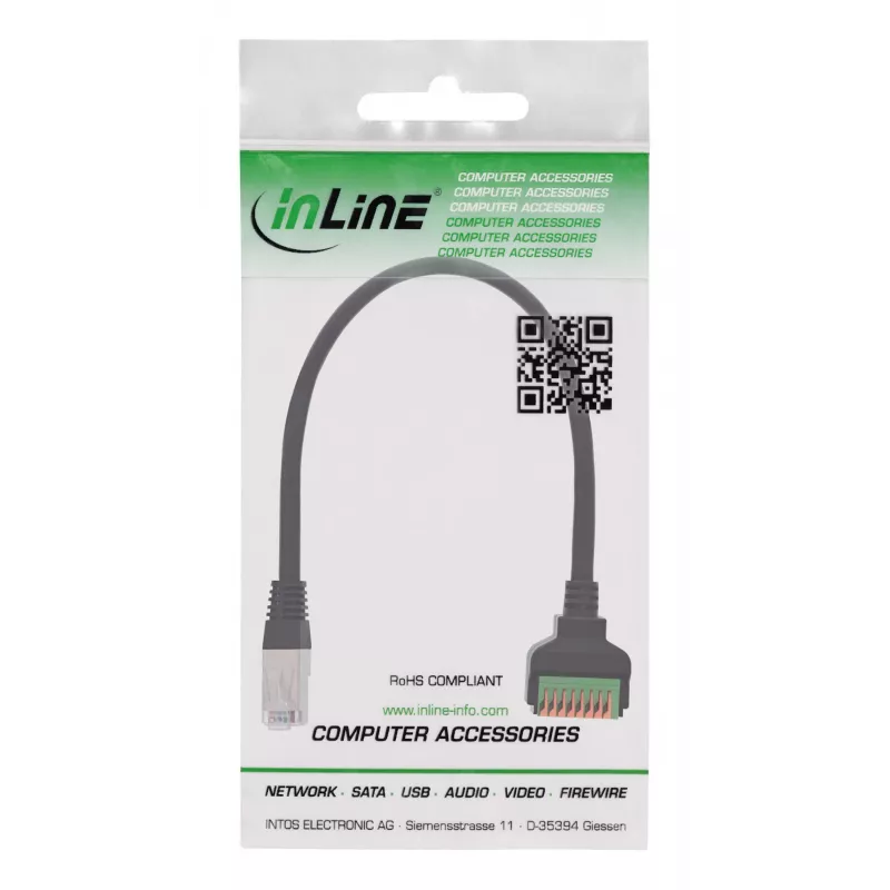 InLine 92505I złącze przewodowe RJ45 Cat.5e 8P8C / Listwa zaciskowa, 8-pin, Czarny