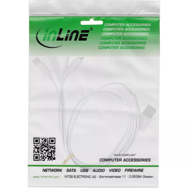 InLine 35146W przewód USB USB 2.0 0,5 m USB A 4 x USB-C Biały