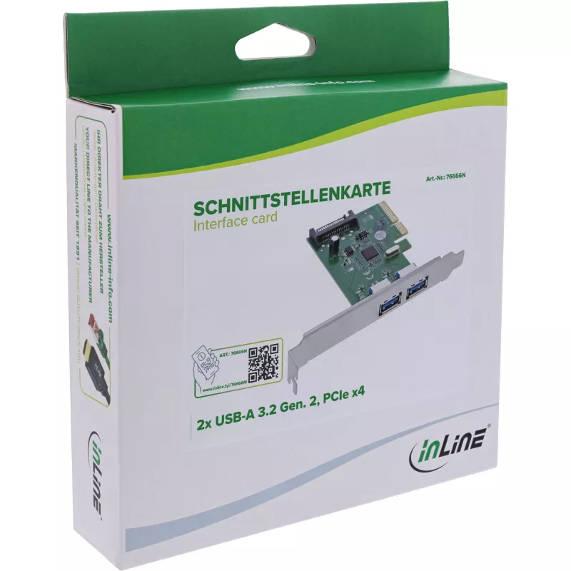 InLine 76666N karta interfejsu/adapter Wewnętrzny USB 3.2 Gen 2 (3.1 Gen 2)