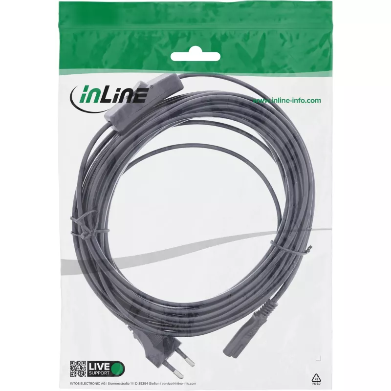InLine 16159 kabel zasilający Czarny 10 m CEE7/16 IEC C7