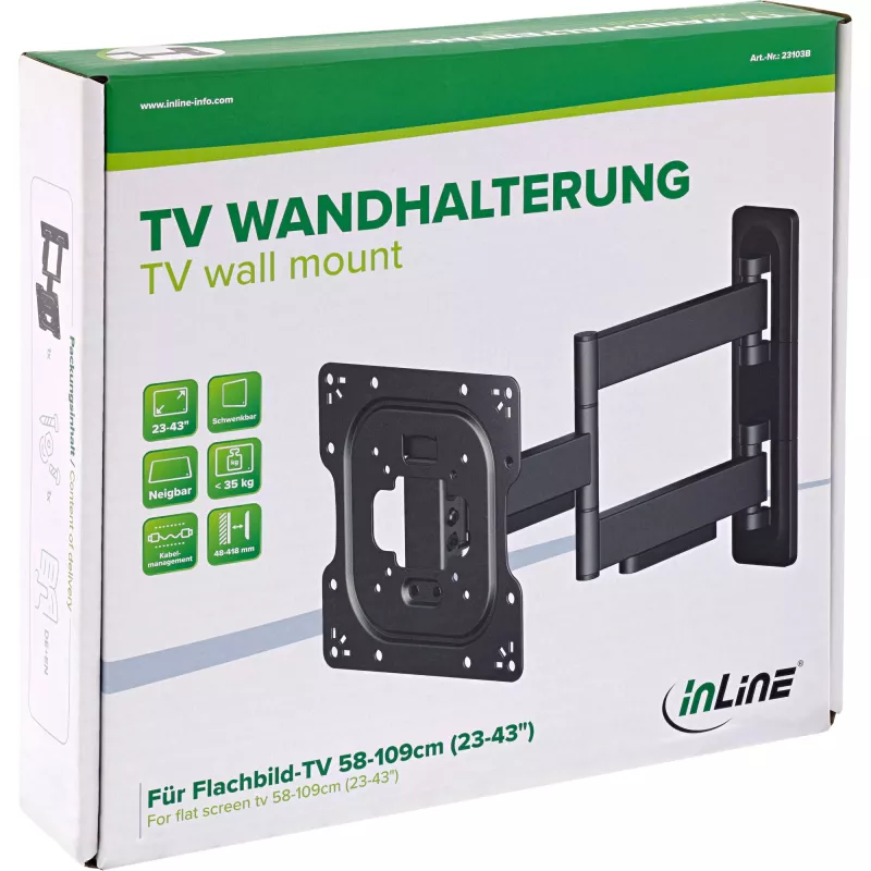 InLine 23103B Uchwyt/stojak TV 109,2 cm (43 cale) Czarny