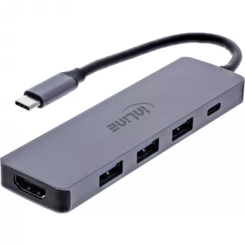 InLine 33271A koncentrator interfejsów USB 3.2 Gen 1 (3.1 Gen 1) Type-C 5000 Mbit/s Szary