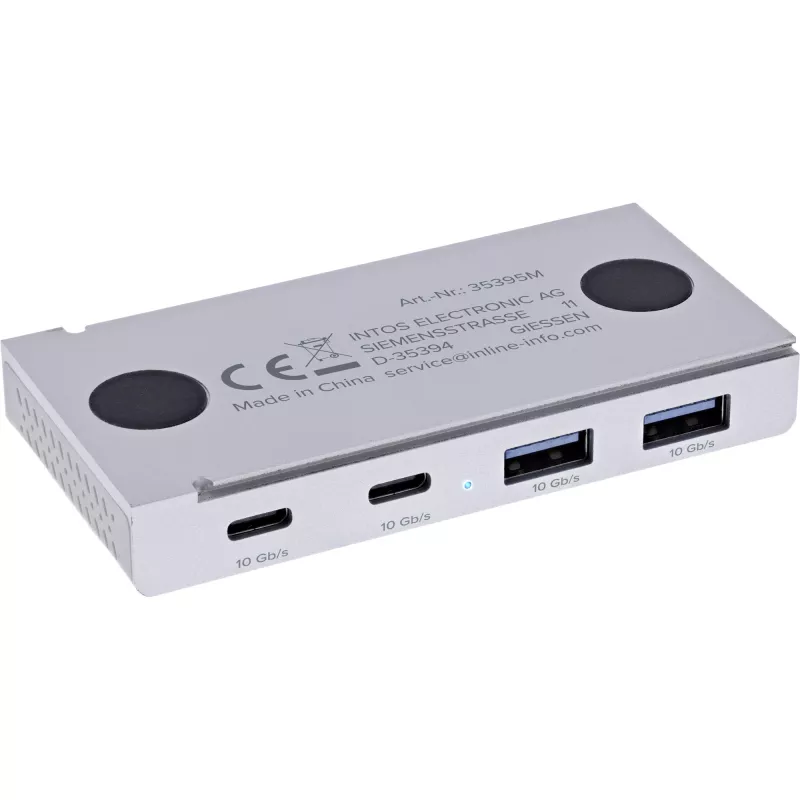 InLine 35395M hub interfejsu USB 3.2 Gen 2 (3.1 Gen 2) Typu-C 10000 Mbit/s Srebrny