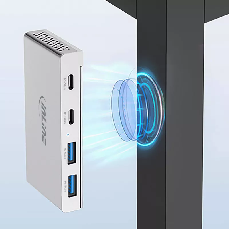 InLine 35395M hub interfejsu USB 3.2 Gen 2 (3.1 Gen 2) Typu-C 10000 Mbit/s Srebrny