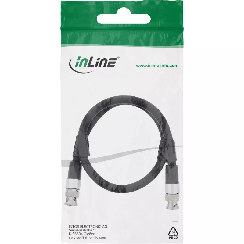 InLine kabel wideo BNC, 12G-SDI, 4K60Hz, 75 Ohm, 0,5 m, 10855S