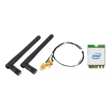 Zestaw bezprzewodowy WLAN/Bluetooth SHUTTLE WLN-M12 z kartą M.2 Intel AX210, trójpasmowe Wi‑Fi 6E (2.4/5/6 GHz), 2x2, 2400 Mbit/s, anteny zewnętrzne
