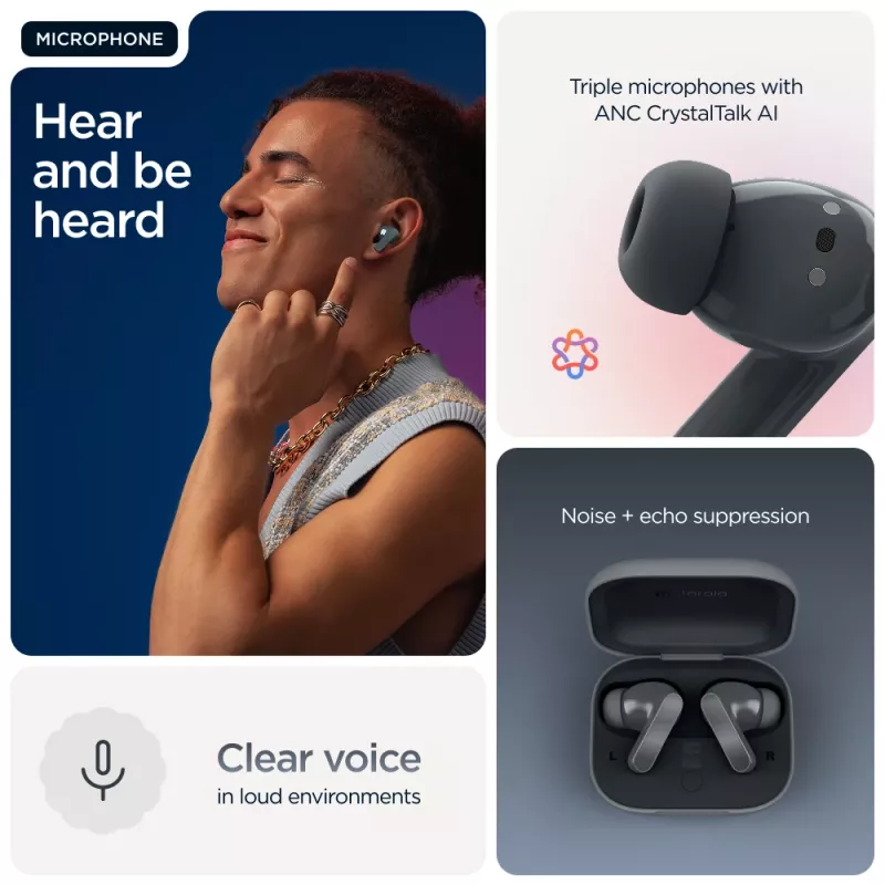Zestaw słuchawkowy MOTOROLA Moto Buds Bass TWS Bluetooth douszny do rozmów i muzyki, czarny, 51 g