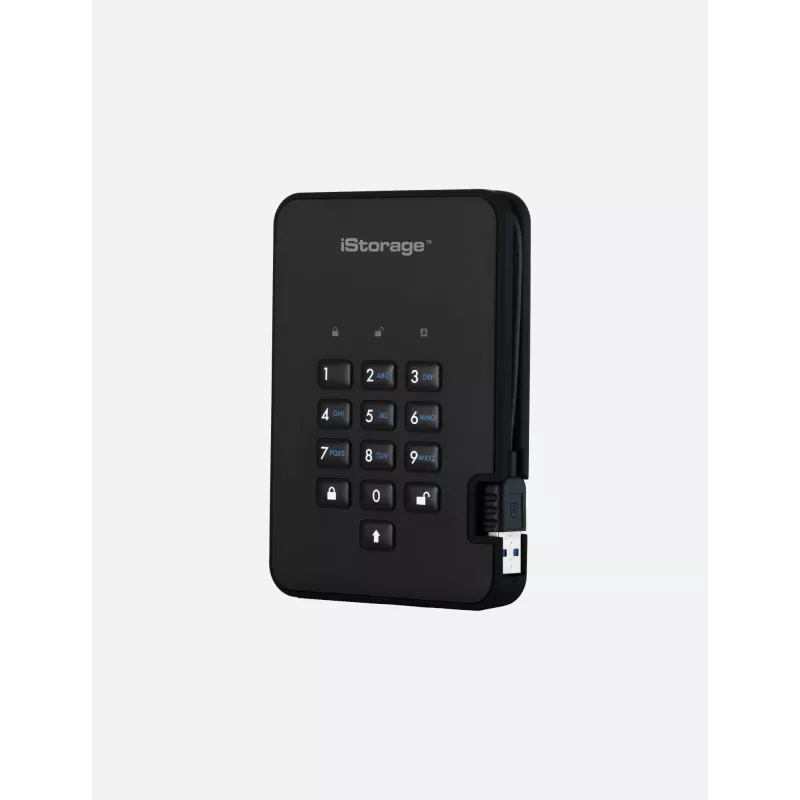 iStorage diskAshur2 256-bitowy 1 TB USB 3.2 bezpieczny szyfrowany dysk SSD — czarny IS-DA2-256-SSD-1TB-B