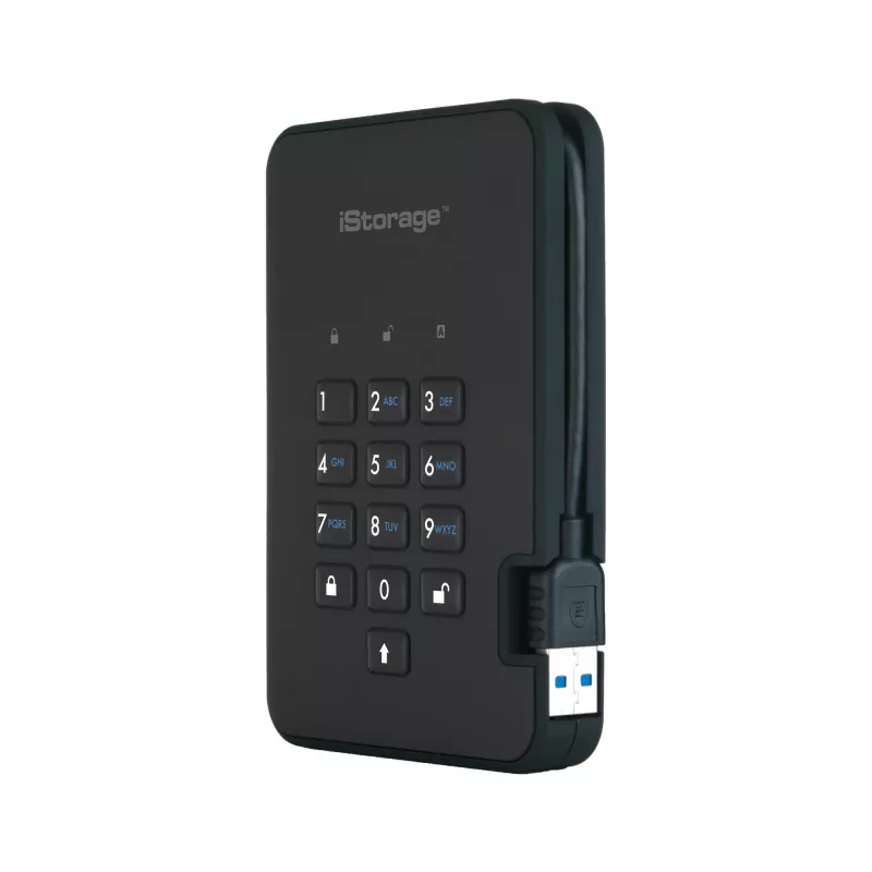 iStorage diskAshur2 256-bitowy 1 TB USB 3.2 bezpieczny szyfrowany dysk SSD — czarny IS-DA2-256-SSD-1TB-B