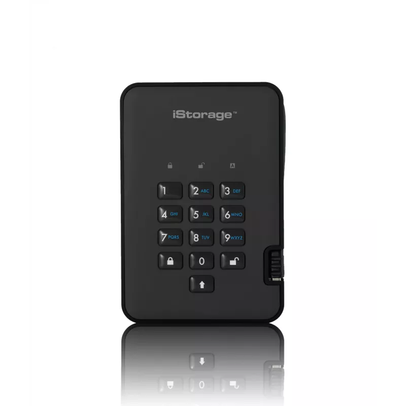 iStorage diskAshur2 256-bitowy 1 TB USB 3.2 bezpieczny szyfrowany dysk SSD — czarny IS-DA2-256-SSD-1TB-B
