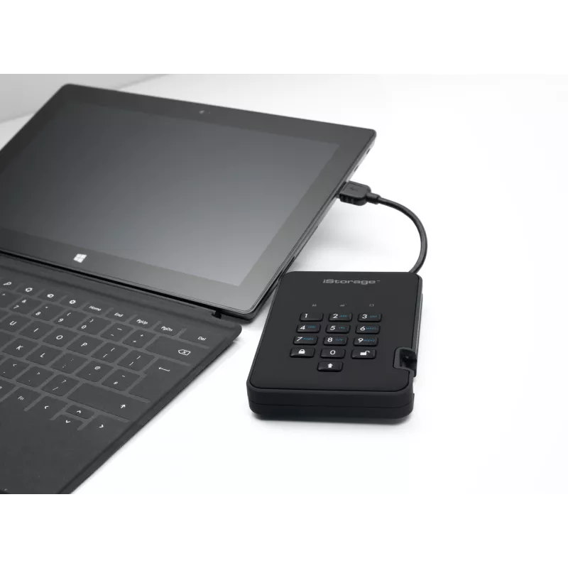 iStorage diskAshur2 256-bitowy 1 TB USB 3.2 bezpieczny szyfrowany dysk SSD — czarny IS-DA2-256-SSD-1TB-B