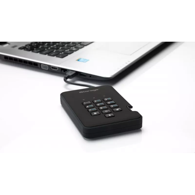 iStorage diskAshur2 256-bitowy 1 TB USB 3.2 bezpieczny szyfrowany dysk SSD — czarny IS-DA2-256-SSD-1TB-B