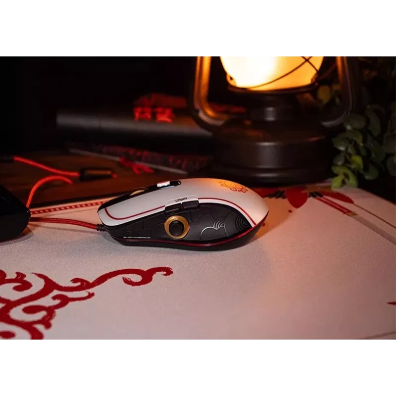 Lexip X Ubisoft - Assassin's Creed - Shadows Mysz, dla praworęcznych, optyczna, USB Typ-A, 12000 DPI, czarna, złota, czerwona, biała