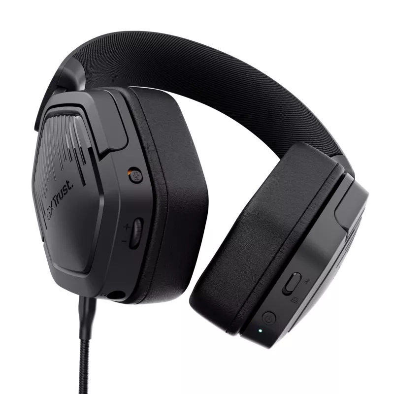 Trust GXT 493 Carus Zestaw słuchawkowy Przewodowy i bezprzewodowy Nagłowny, Kaskowy Gaming USB Typu-C / USB Typu-A Bluetooth Czarny