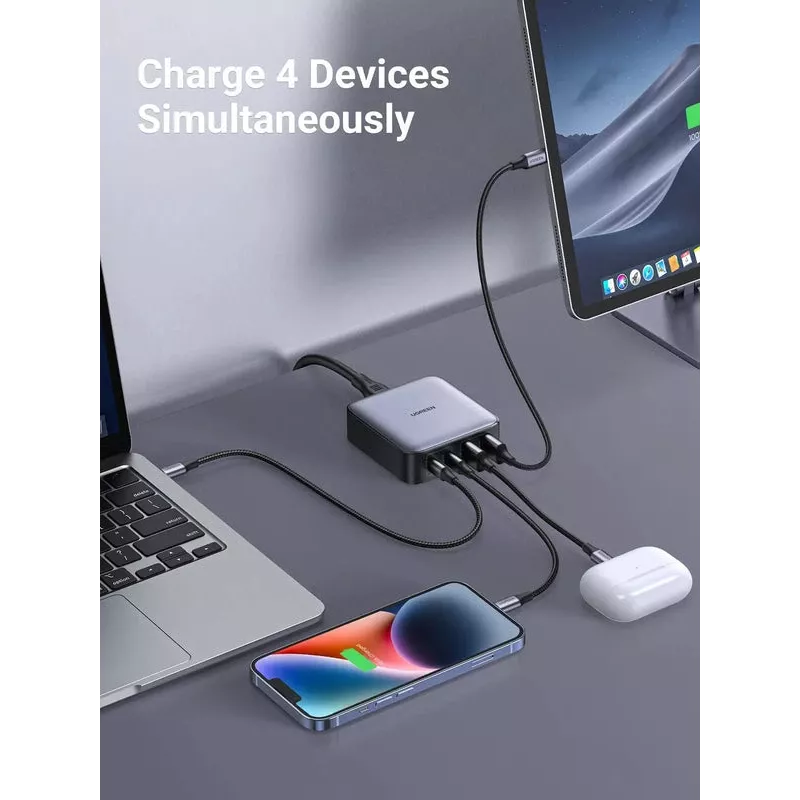 Ugreen Nexode 65 W stacjonarna szybka ładowarka, 2x USB-A + 2x USB-C (90747)