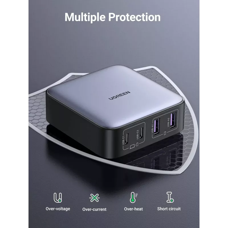Ugreen Nexode 65 W stacjonarna szybka ładowarka, 2x USB-A + 2x USB-C (90747)