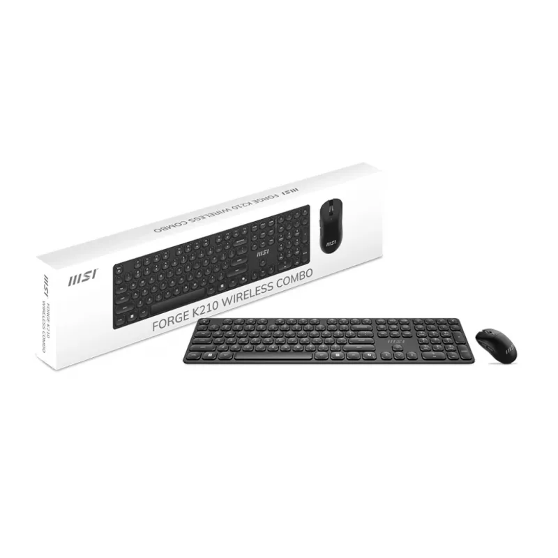 MSI FORGE K210 WIRELESS COMBO klawiatura Mysz w zestawie Dom/Biuro USB Czarny