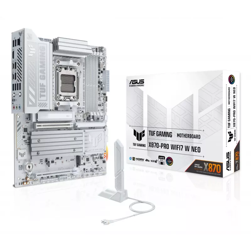 Płyta główna ASUS TUF GAMING X870-PRO WIFI7 W NEO, AMD X870, Socket AM5, ATX, DDR5, 4 DIMM, 256 GB, Wi‑Fi 7, 5Gb Ethernet