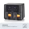 Ariete 4631 Podwójna frytownica powietrzna 9L, 2400W, Całkowita pojemność 9L, 11 programów, Wielofunkcyjna, Do 3,6 kg smażonego jedzenia Temperatura do 200°C, Podwójny kosz, Czarny
