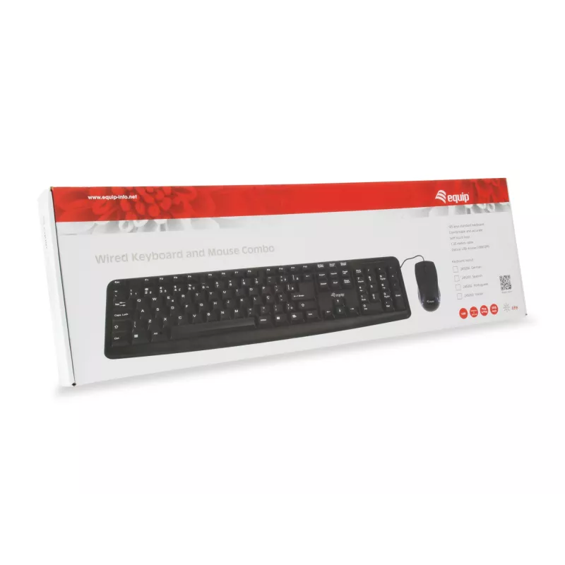 Equip 245201 klawiatura z myszą Biurowa USB QWERTY Hiszpańska Czarny