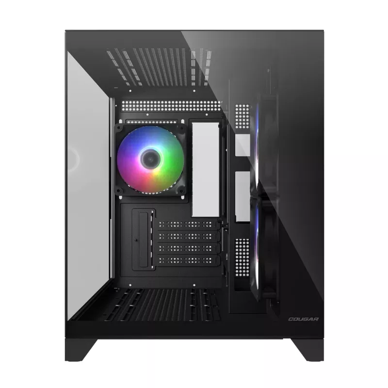 Mini Tower PC Case Cougar FV150 ARGB — Czarny, obsługa 2x120/140mm wentylatorów bocznych, 1x120mm tylnego, HDD 2,5 cala/3,5 cala, 285×435×365 mm