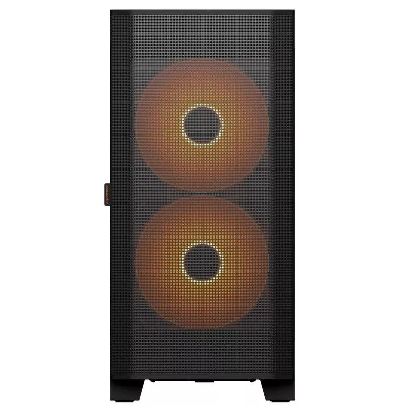 Obudowa PC Midi Tower Cougar Airface FLO ARGB, Czarna — obsługuje 2x180 mm z przodu, 1x120 mm z tyłu, napędy 2,5/3,5 cala, 240×480×509 mm