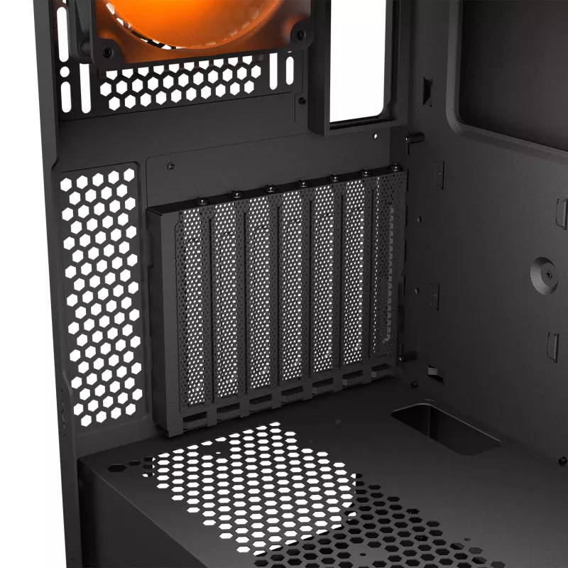Obudowa PC Midi Tower Cougar Airface FLO ARGB, Czarna — obsługuje 2x180 mm z przodu, 1x120 mm z tyłu, napędy 2,5/3,5 cala, 240×480×509 mm