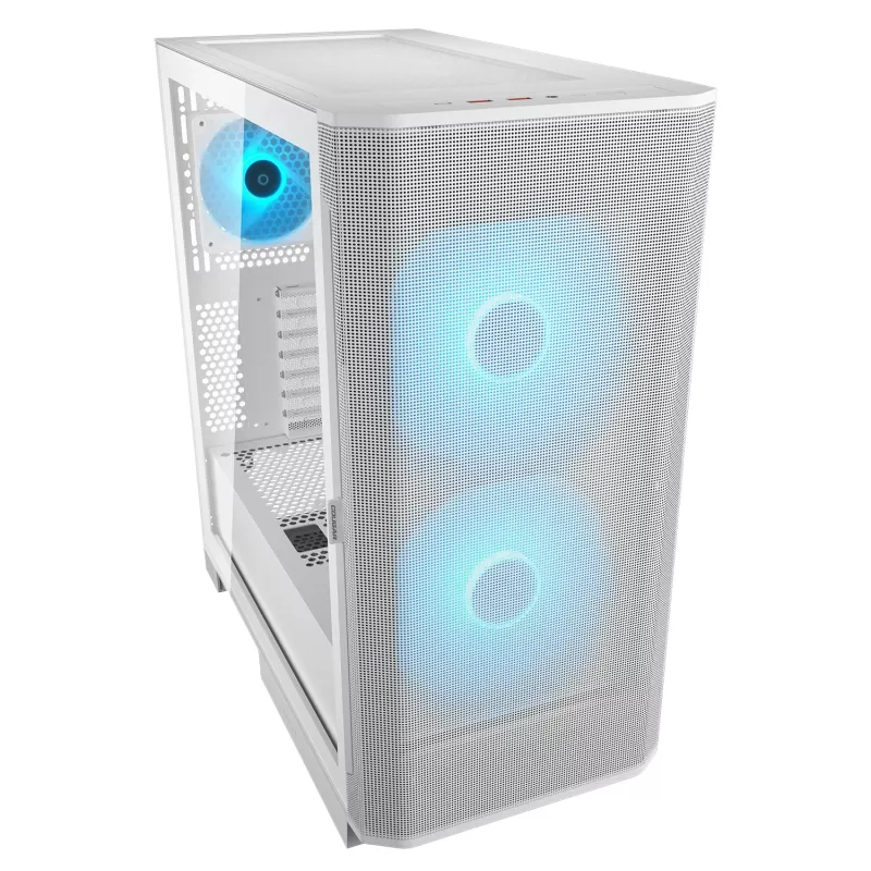 COUGAR PC Midi Tower Case Airface FLO ARGB biały — 2x180mm front, 1x120mm rear, supports 2.5 inch/3.5 inch HDD, 240×480×509 mm