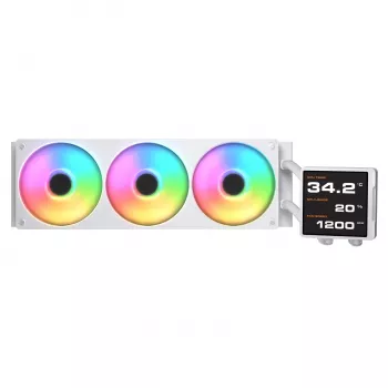 Wielofunkcyjne chłodzenie cieczą CPU Cougar Poseidon Vistek Pro 360 — wentylatory 120 mm, ARGB, biały