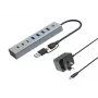 Conceptronic HUBBIES20GP 7-portowy hub USB 3.0 z zasilaczem, 5 Gb/s, USB-C x 3, USB-A x 4