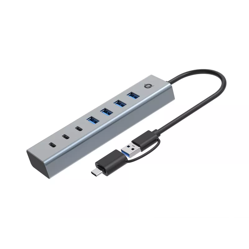 Conceptronic HUBBIES20GP 7-portowy hub USB 3.0 z zasilaczem, 5 Gb/s, USB-C x 3, USB-A x 4