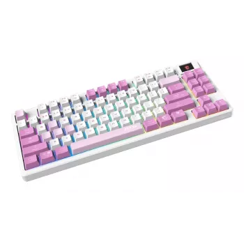 MSI FORGE GK600 TKL WIRELESS VIOLET klawiatura Gaming USB + Bluetooth QWERTY Hiszpański Różowy, Fioletowy, Biały