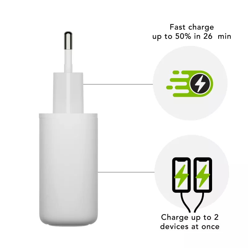 dbramante1928 re-charge Pro - Ładowarka sieciowa EU 2x USB-C 20W - W