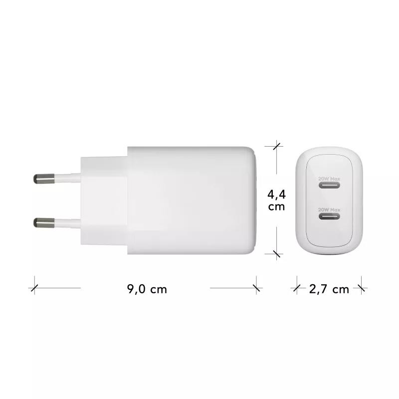 dbramante1928 re-charge Pro - Ładowarka sieciowa EU 2x USB-C 20W - W