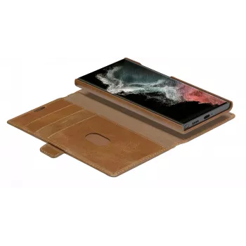 Etui Folio dbramante1928 Lynge do Samsung Galaxy S22 Ultra, tan, obsługuje ekran do 17,3 cm (6,8 cala), podstawka biurkowa