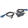 Manhattan KVM Switch Mini 2-Port, 2x USB-A, kable w zestawie, obsługa audio, sterowanie 2 komputerami za pomocą jednego zestawu klawiatury/myszy/monitora, czarny, dożywotnia gwarancja, pudełko